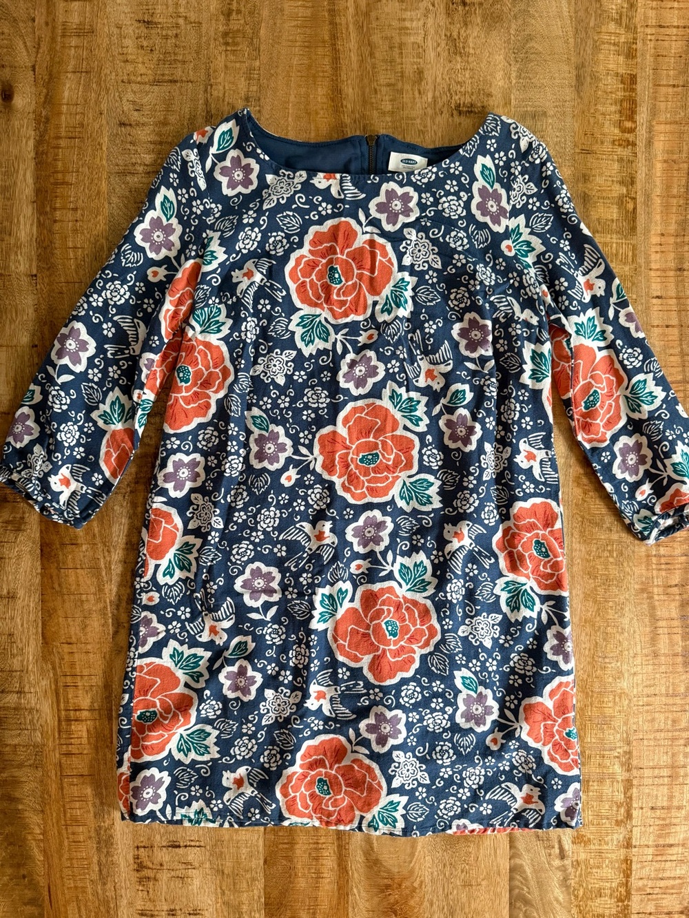 Old Navy Floral Bird Print Shift Dress Small Cottagecore Boho Fall Teacher